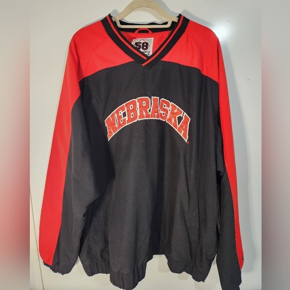 Nebraska Red and Black Pullover Jacket, Size XXL